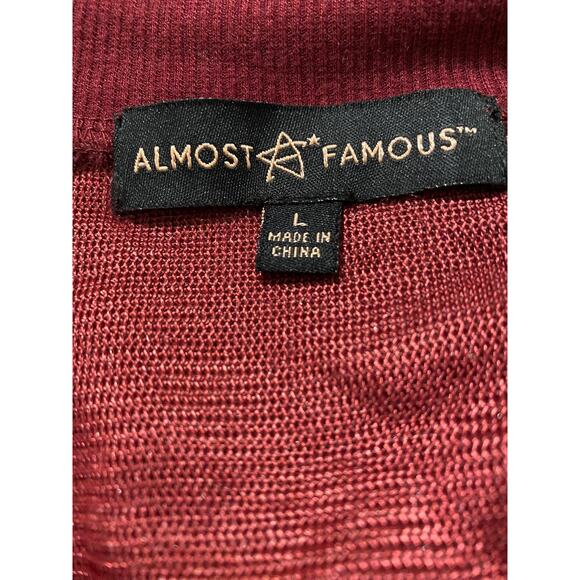 Almost Famous Women Faux Fur Stripe Fuzzy Sweater Red Crew Neck Pullover Comfy L - Picture 6 of 6